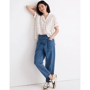 Madewell Indigo Ripstop Drawstring Cargo Pants Blue Sz 26